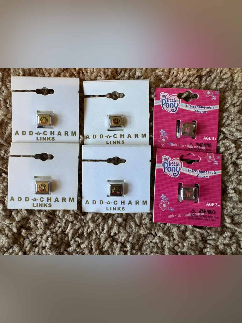 Vintage Italian Add a link charms.  Includes two My little Pony Charms